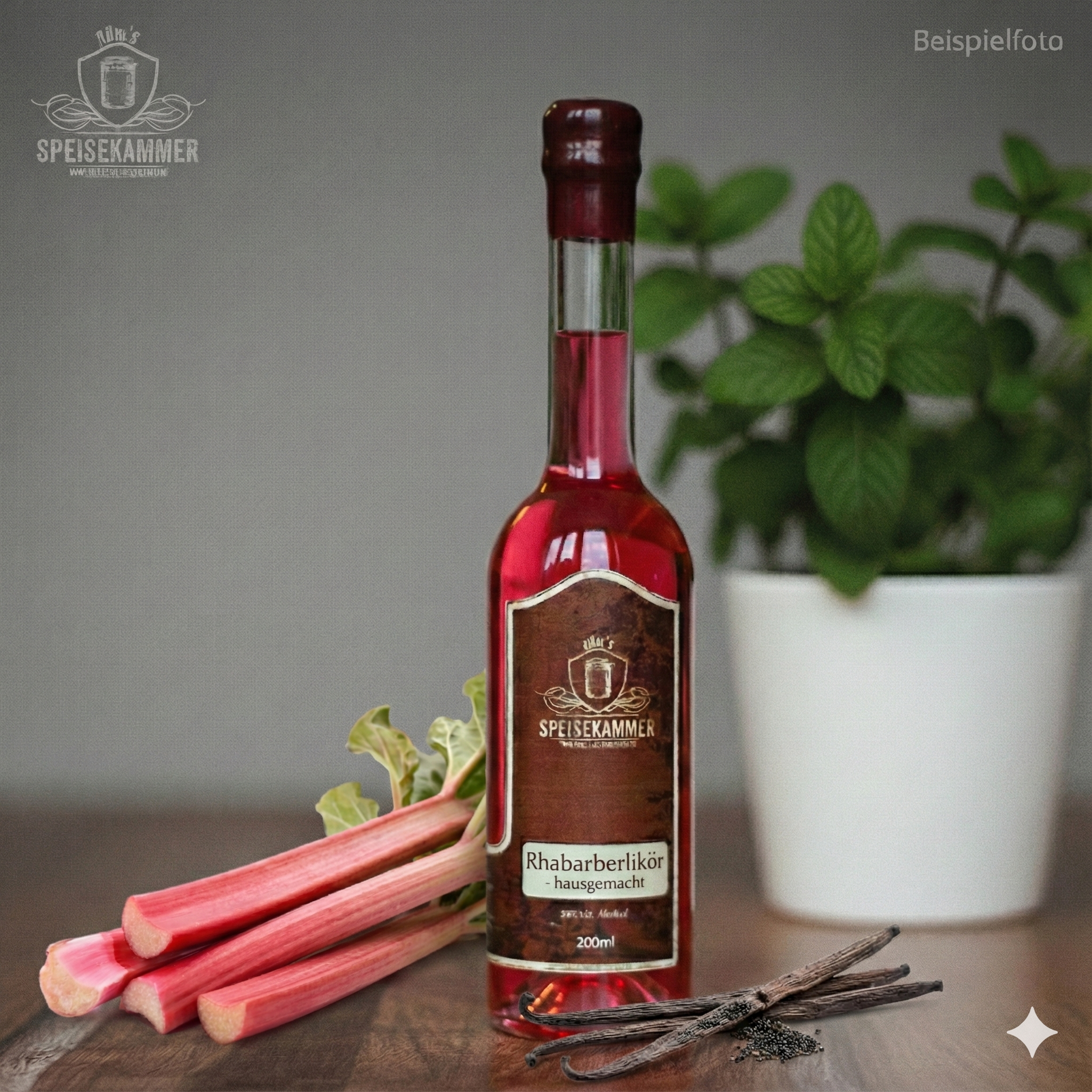 Rhabarber-Vanille-Likör (Wodka-Basis) 15%Vol. Alkohol - 200ml