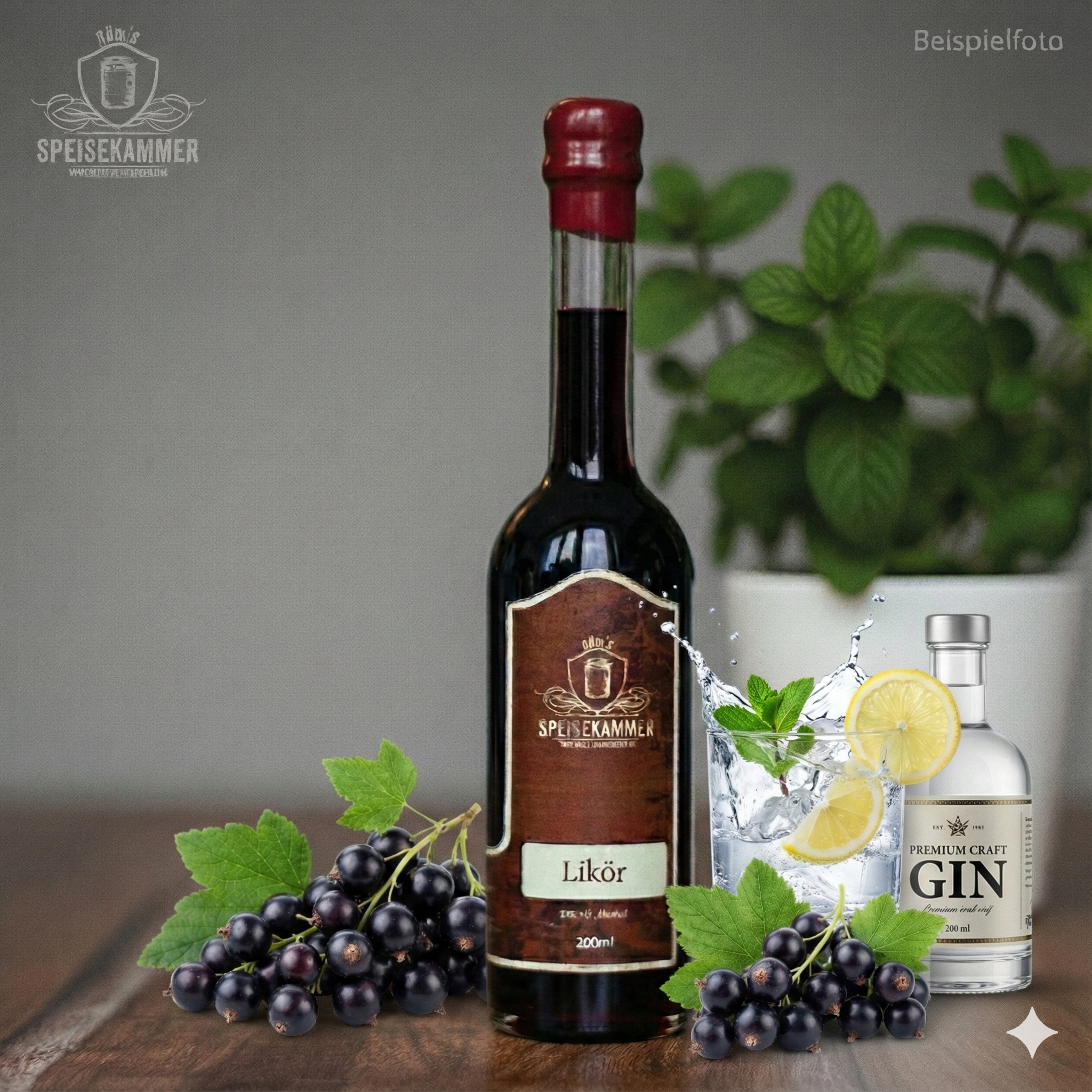 schwarze Johannisbeerenlikör (Gin-Basis) 20%Vol. Alkohol - 200ml